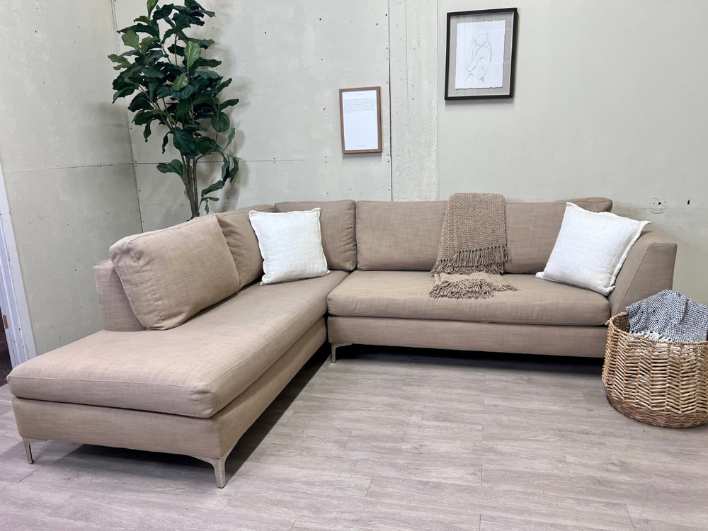 MCM Beige L Sectional Couch with Chaise