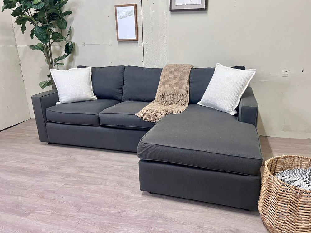 Charcoal Gray Modern L Sectional Couch with Reversible Chaise