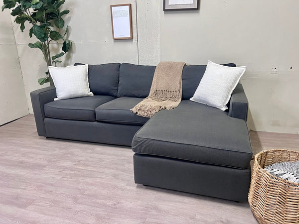 Charcoal Gray Modern L Sectional Couch with Reversible Chaise