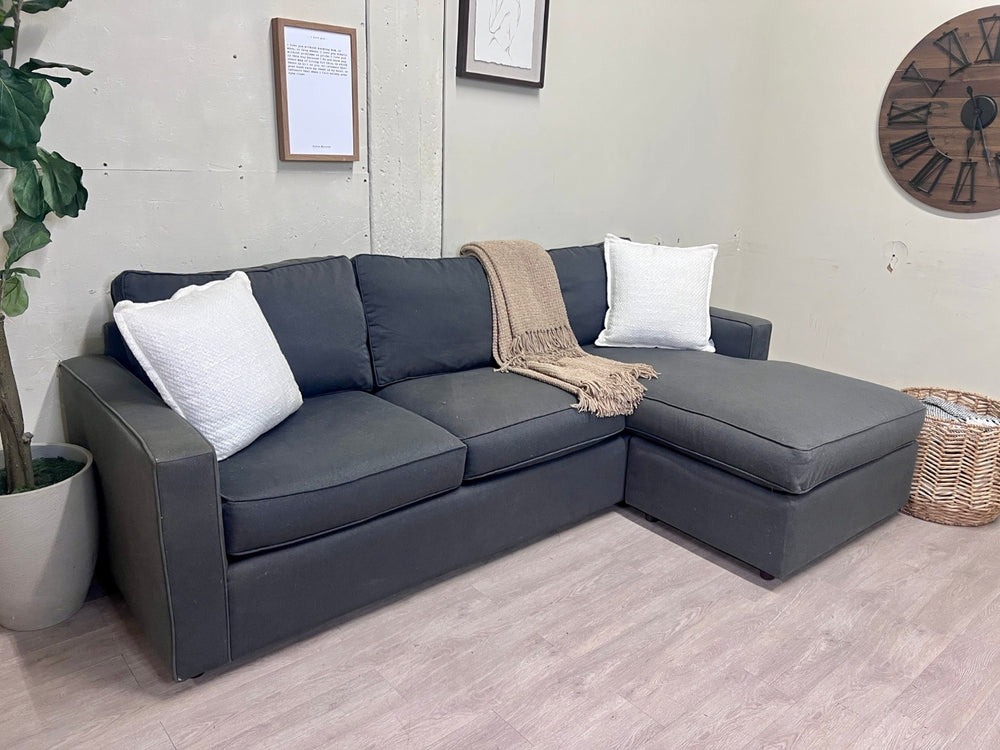 Charcoal Gray Modern L Sectional Couch with Reversible Chaise
