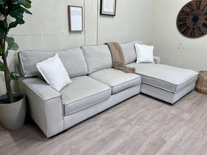 Eggshell Modern Deep-Seated L Sectional Couch with Chaise