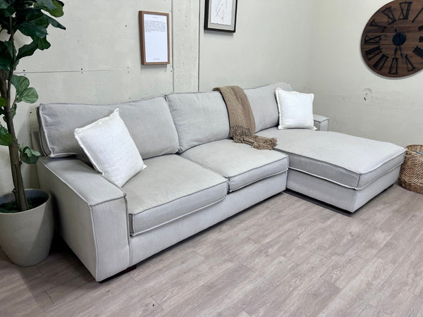 Eggshell Modern Deep-Seated L Sectional Couch with Chaise