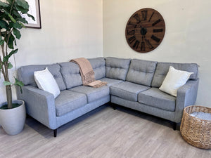 MCM Gray Tufted L Sectional Couch