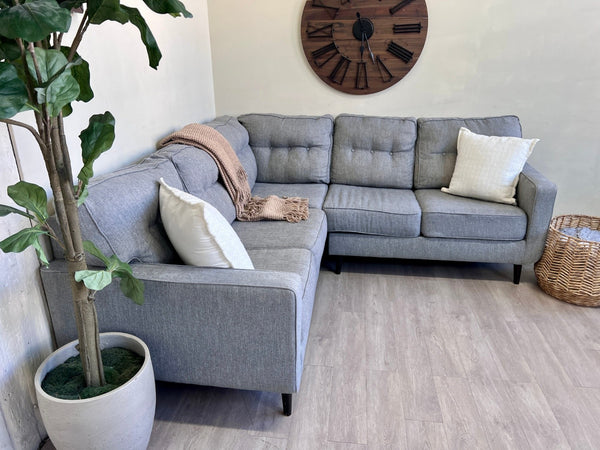 MCM Gray Tufted L Sectional Couch