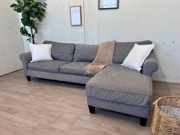 Bauhaus “Camden Fog” Gray Modern 2pc L Sectional Couch with Chaise