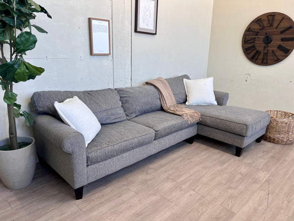 Bauhaus “Camden Fog” Gray Modern 2pc L Sectional Couch with Chaise