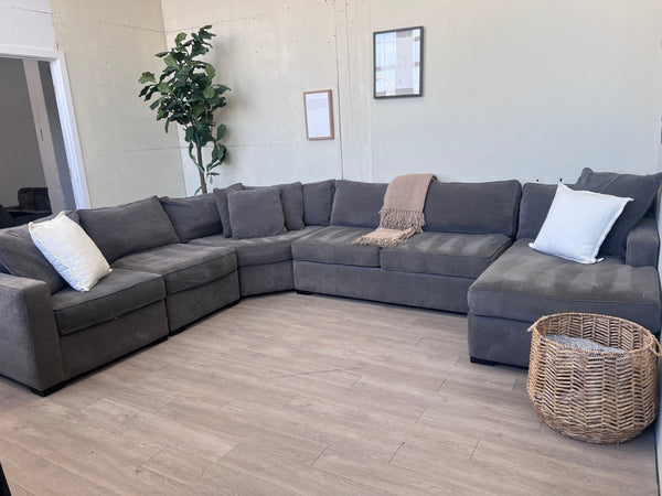 Macy's "Radley" Gray Modern 5pc U Sectional Couch with Chaise