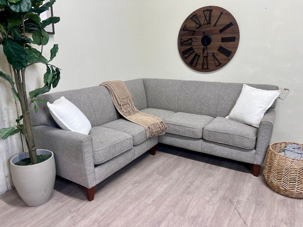 Gray MCM 2pc L Sectional Couch