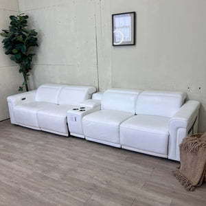 Like New "Suhur" 6-Piece Top Grain Italian Leather Power Reclining Sectional