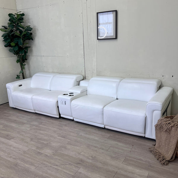 Like New "Suhur" 6-Piece Top Grain Italian Leather Power Reclining Sectional
