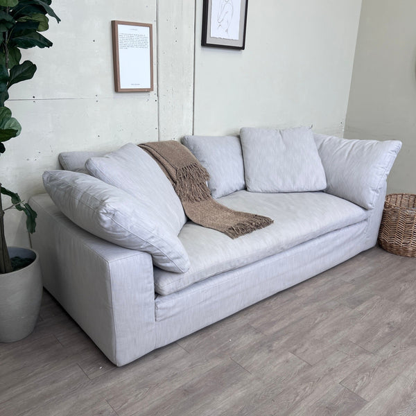 Restoration Hardware "Cloud Bench-Cushion" Eggshell Deep-Seated Love Seat Sofa Couch
