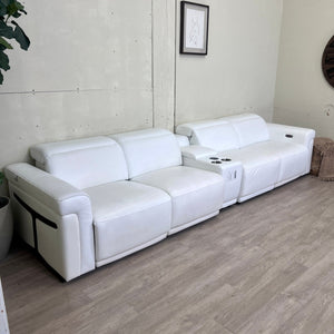 Like New "Suhur" 6-Piece Top Grain Italian Leather Power Reclining Sectional