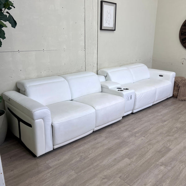Like New "Suhur" 6-Piece Top Grain Italian Leather Power Reclining Sectional