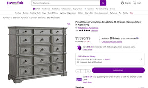 Picket House Furnishings Brookstone 15-Drawer Mansion Chest in Aged Grey