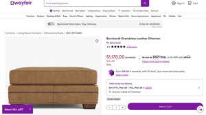 Bernhardt "Grandview" Leather Ottoman