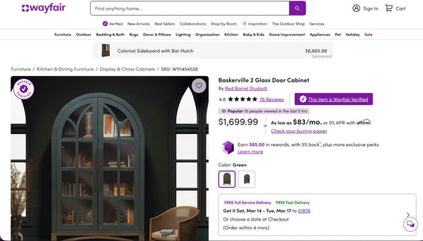 "Baskerville" 2 Glass Door Cabinet