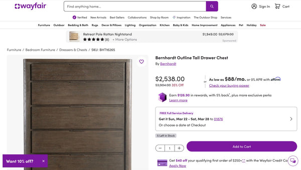 Bernhardt "Outline" Tall Drawer Chest