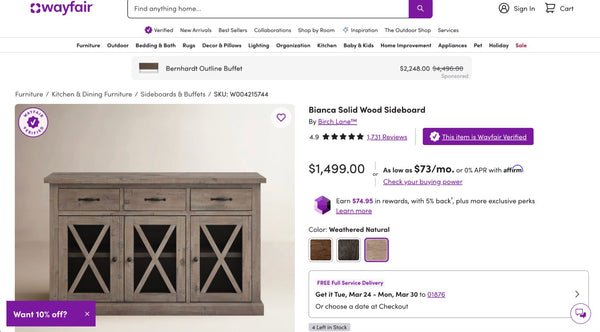 Bianca Solid Wood Sideboard