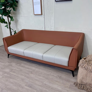 Modern Faux Leather 3 Seater Sofa For Living Room With Pillow