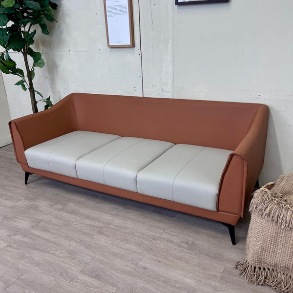 Modern Faux Leather 3 Seater Sofa For Living Room With Pillow