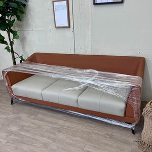 Modern Faux Leather 3 Seater Sofa For Living Room With Pillow