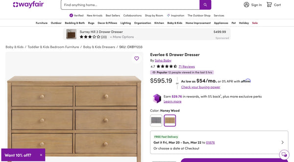 "Everlee" 6 Drawer Dresser