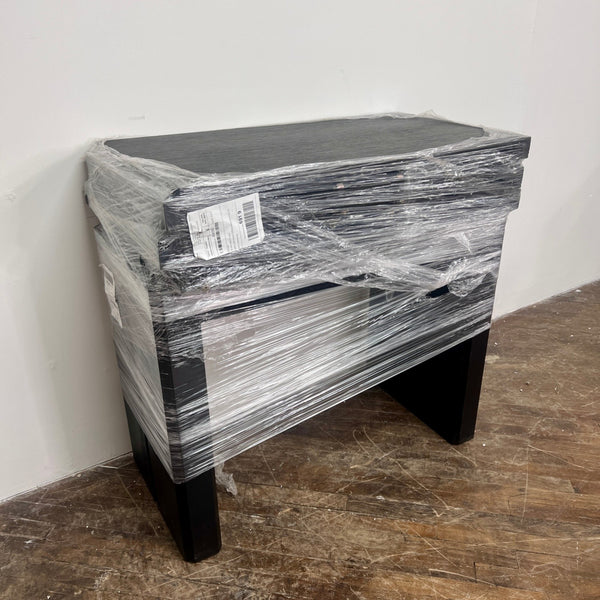 13-piece Modern Dining Table Set a Rectangular Kitchen Table and 12 Black Linen Fabric Dining Chair, Wire Brushed Black