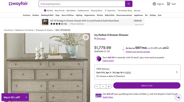 "Ivy Hollow" 9 Drawer Dresser