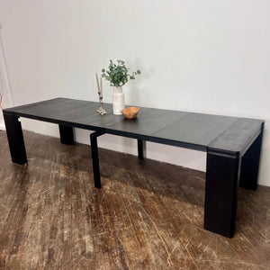 13-piece Modern Dining Table Set a Rectangular Kitchen Table and 12 Black Linen Fabric Dining Chair, Wire Brushed Black