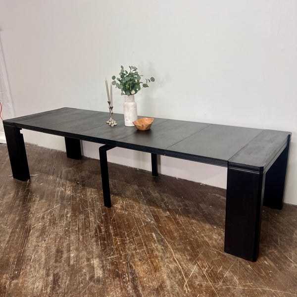 13-piece Modern Dining Table Set a Rectangular Kitchen Table and 12 Black Linen Fabric Dining Chair, Wire Brushed Black