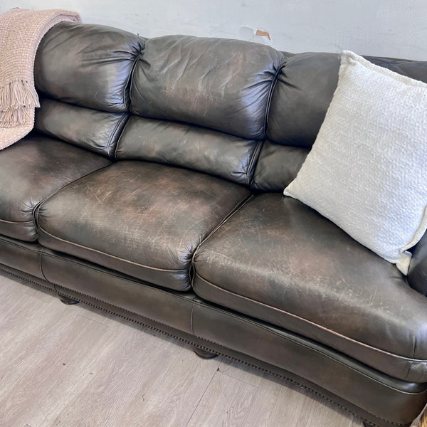 Hancock & Moore Genuine Leather Brown L Sectional Couch