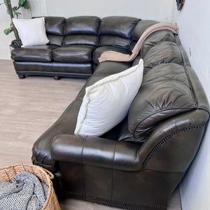 Hancock & Moore Genuine Leather Brown L Sectional Couch