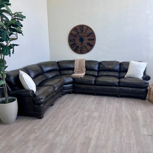 Hancock & Moore Genuine Leather Brown L Sectional Couch