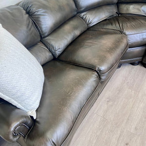 Hancock & Moore Genuine Leather Brown L Sectional Couch