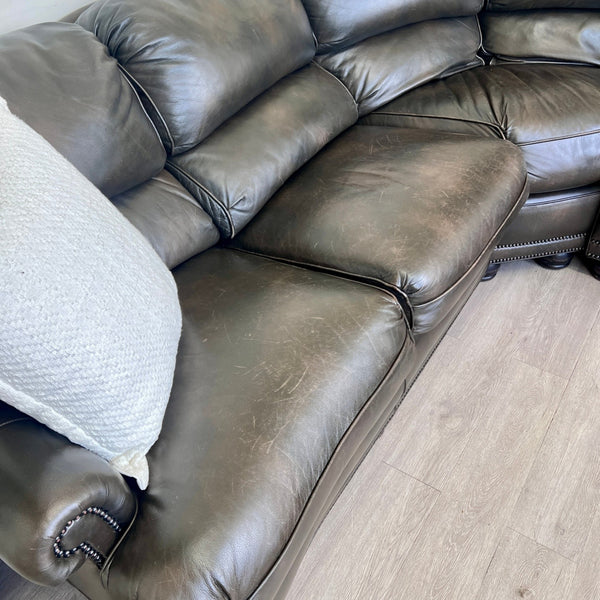 Hancock & Moore Genuine Leather Brown L Sectional Couch