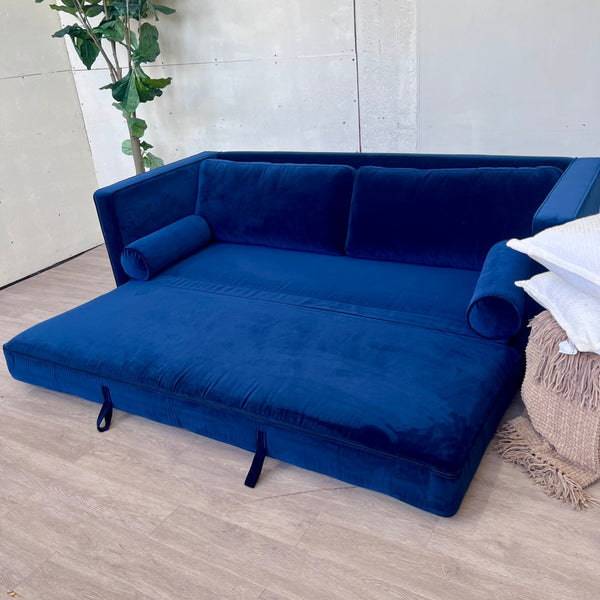 88" Tufted Velvet Sofa Bed - Plush Cascadia Blue