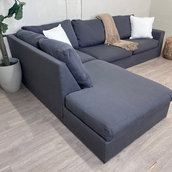 Gray Modern 2pc L Sectional Couch with Chaise