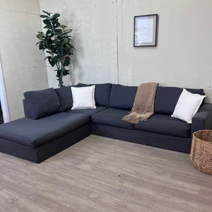 Gray Modern 2pc L Sectional Couch with Chaise