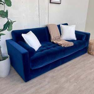 88" Tufted Velvet Sofa Bed - Plush Cascadia Blue
