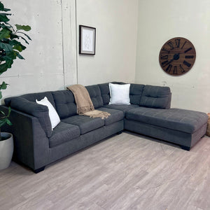 Ashley’s Furniture "Marleton" Gray Modern 2pc L Sectional Couch with Chaise