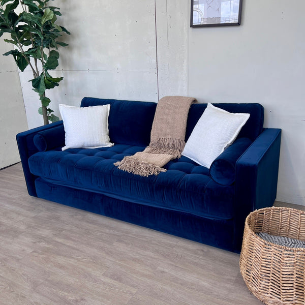 88" Tufted Velvet Sofa Bed - Plush Cascadia Blue