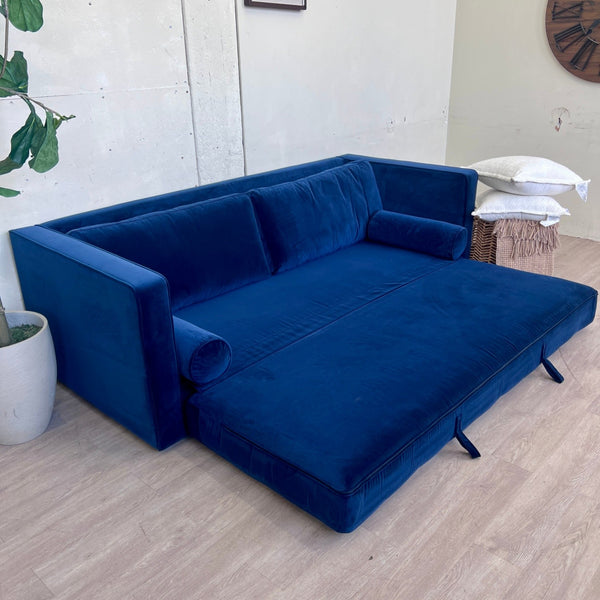 88" Tufted Velvet Sofa Bed - Plush Cascadia Blue