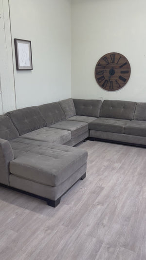FREE DELIVERY! 🚚 Macy’s Charcoal Gray Microfiber Tufted U Sectional Couch with Chaise