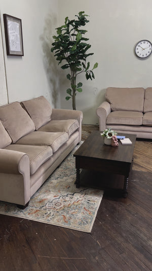 FREE DELIVERY! 🚚 - Bob’s Beige Microfiber 3 Seater Couch & Loveseat Set