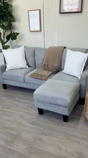 FREE DELIVERY! 🚚 - Light Gray Modern Sectional Couch with Reversible Chaise