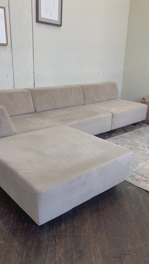 FREE DELIVERY! 🚚 - West Elm Beige Microfiber Rearrangeable Modular Modern Sectional Couch with Chaise