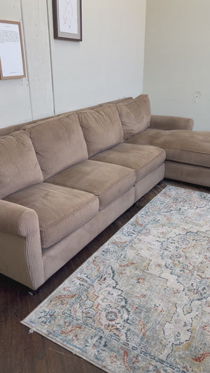 FREE DELIVERY! 🚚 - Light Brown Corduroy Sectional Couch with Chaise