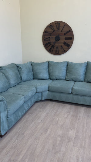 FREE DELIVERY! 🚚 - Light Blue Microfiber Theatre Sectional Couch