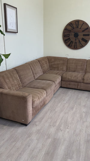 FREE DELIVERY! 🚚 - Italsofa Corduroy Light Brown Modern Rearrangeable Sectional Couch