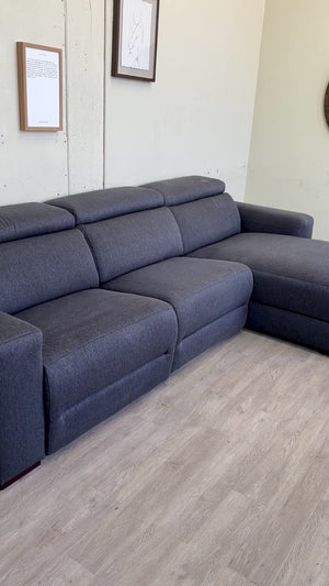 FREE DELIVERY! 🚚 - Modern Blueish Gray Tufted Tilted Headrests Sectional Couch with Chaise